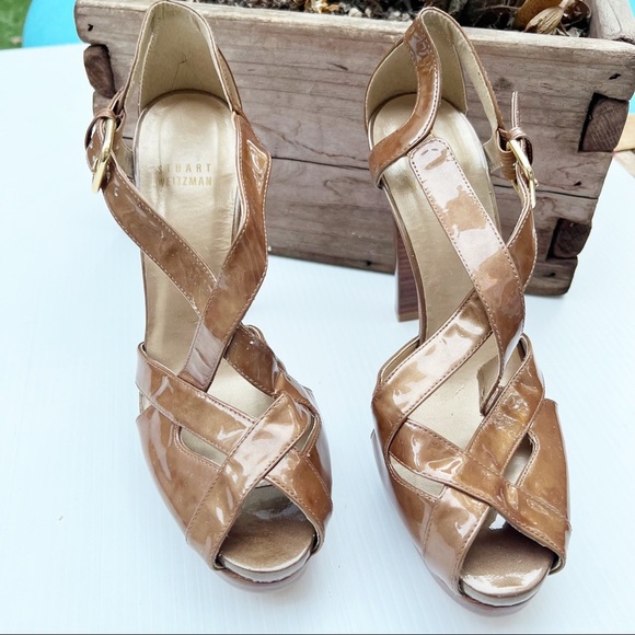 Stuart Weitzman- NEW Platform Leather Heels Size 7 - Picture 2 of 8